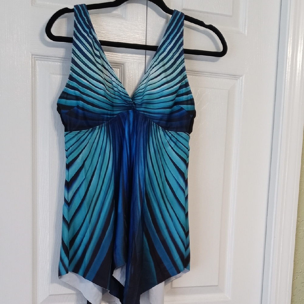 Blue and Black Striped Sleeveless Top